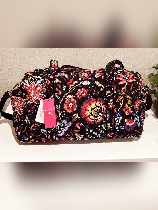 Vera Bradley Handbags - Vera Bradley Black Floral Quilted Duffel Bag